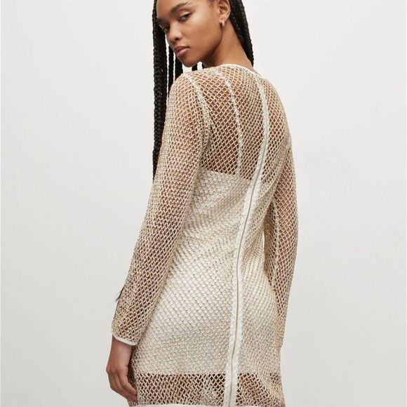 NWT ALLSAINTS  Rosalie Embellished Mesh Mini Dress - size 8 - Picture 5 of 14